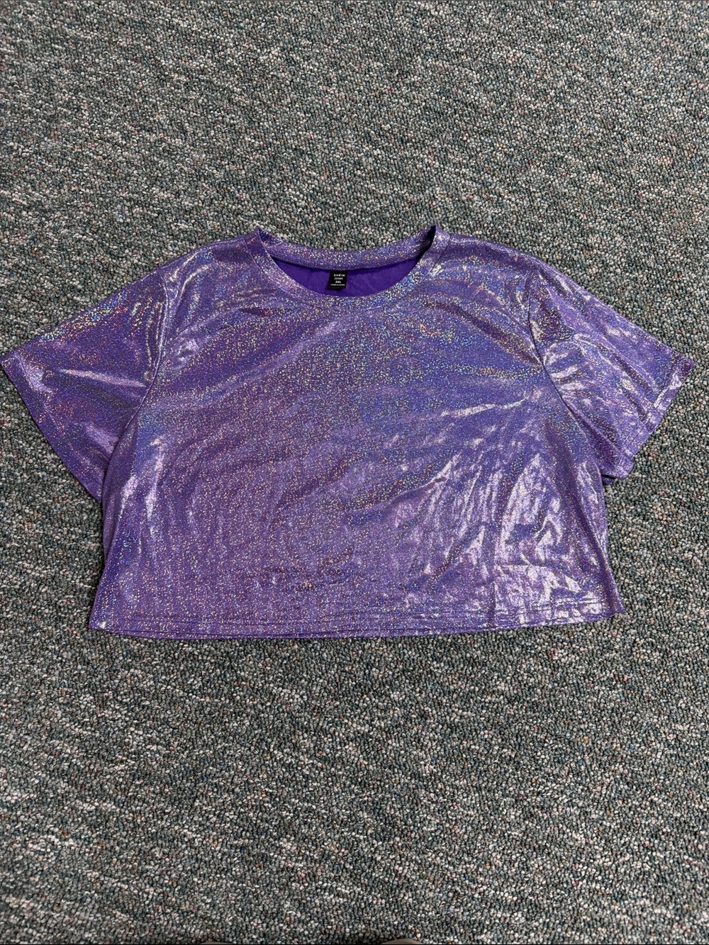 SHEIN Purple Metallic Crop Top